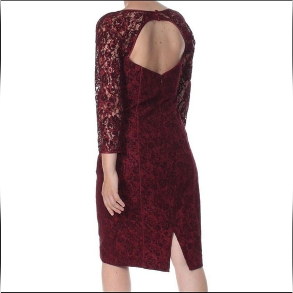 NWT Aidan Mattox Red Burgundy Lace Dress Size 4 - Picture 4 of 14